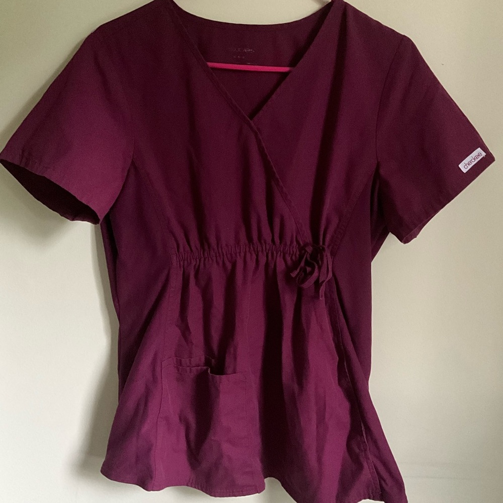 Burgundy maternity Cherokee scrub top and pants set - Medium